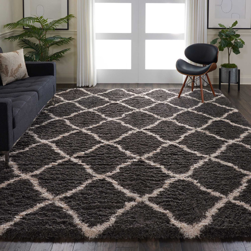 House of Hampton Woo Geometric Charcoal Grey/Beige Area Rug & Reviews